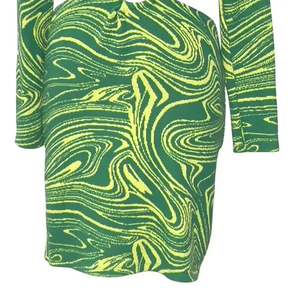 Zara Green Cut Out Jacquard Mini Dress SZ L - Picture 4 of 10